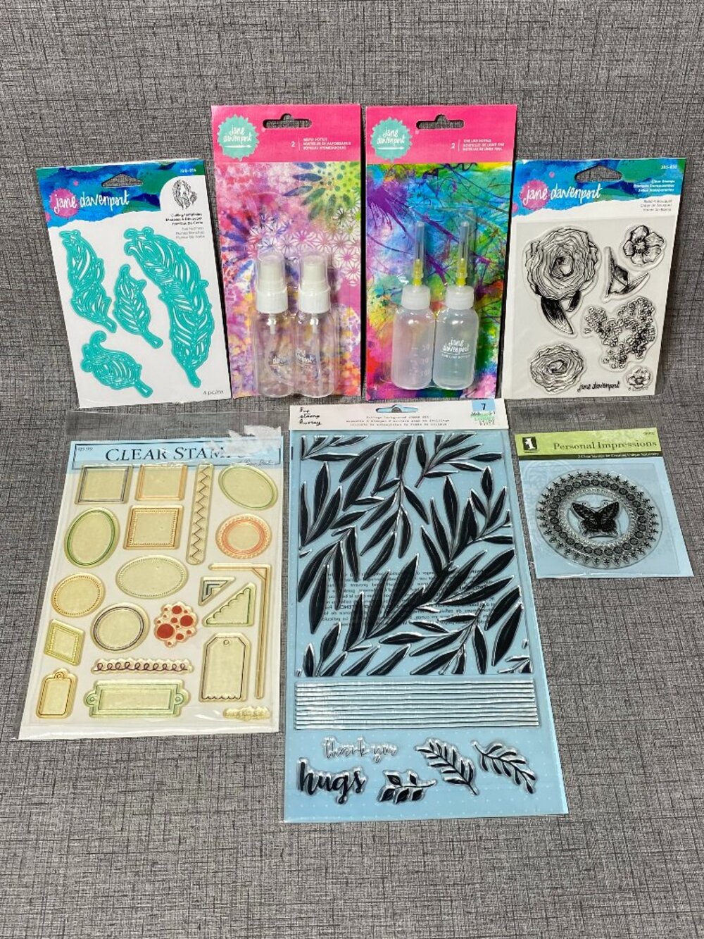 NEW Jane Davenport Craft 7pc Lot Clear Stamps Die Cuts Scrapbooking
